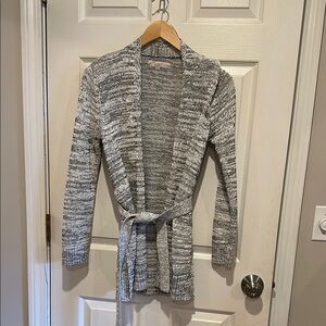 LOFT Black and White Knit Cardigan Sweater